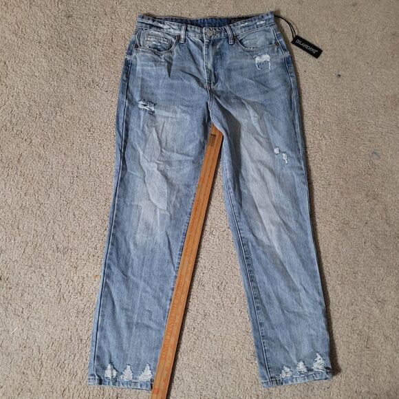 NWT BLANKNYC Jeans Womens 29 The Madison Crop Hi-Rise Distressed Light Blue - Picture 4 of 12